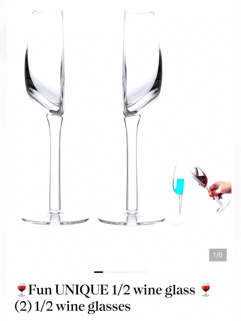 Set of 2 Clear Half Wine Glasses - Elegant Stemware